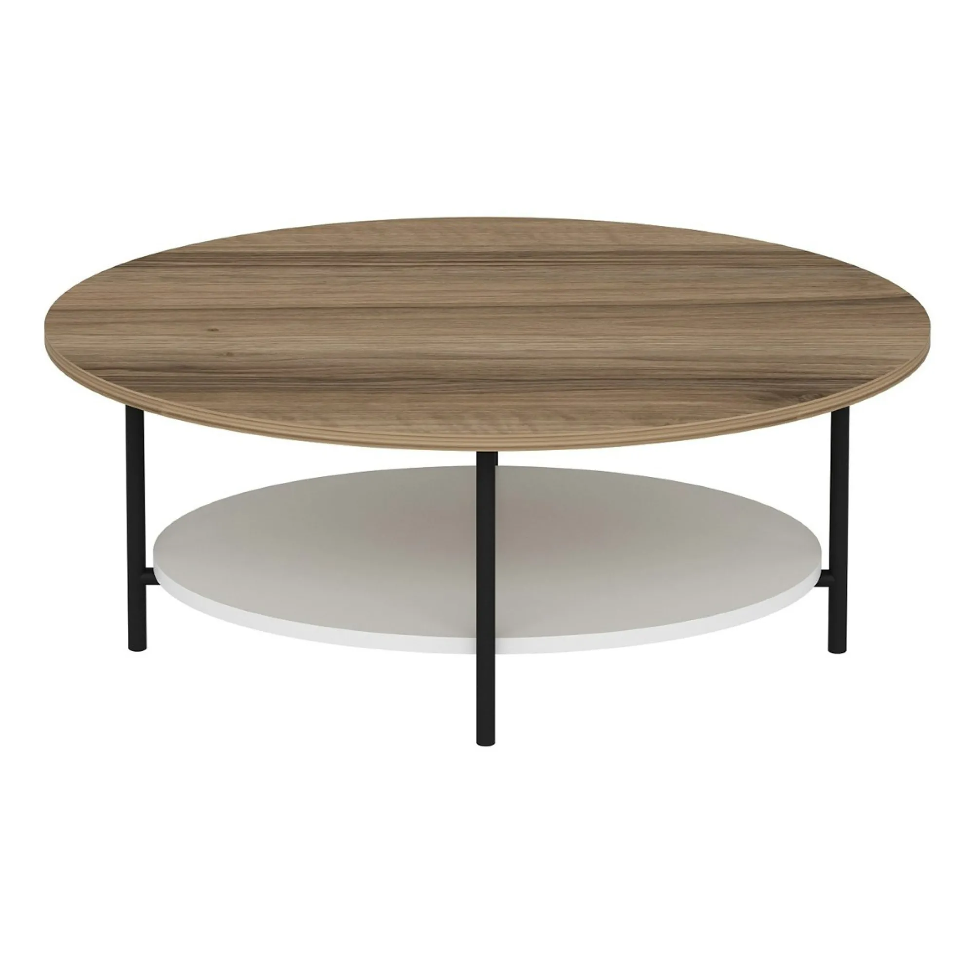 Table basse ovale double plateau effet bois et blanc JENA