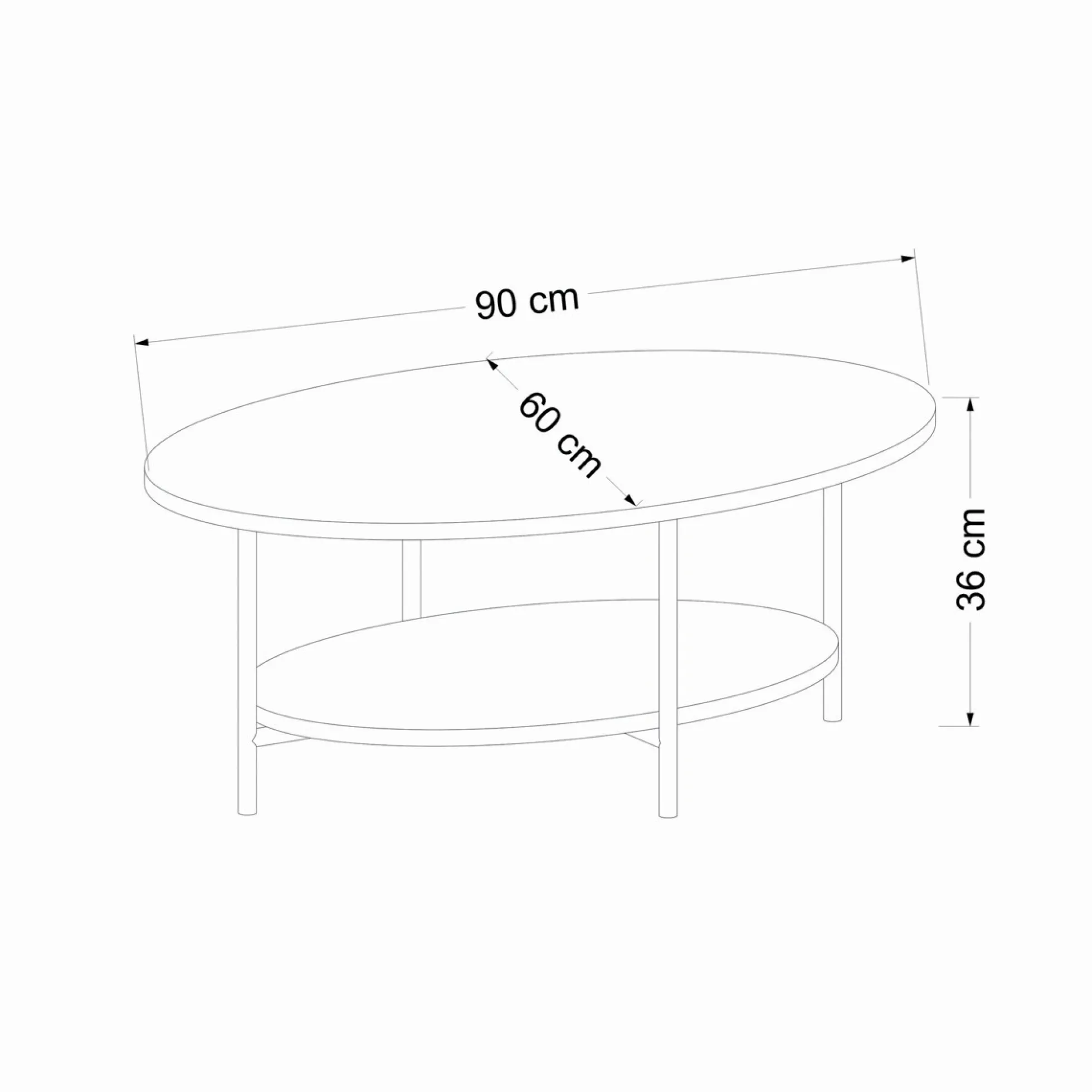 Table basse ovale double plateau effet travertin JENA