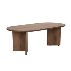 Table basse ovale effet noyer foncé - pieds en V MARFA