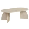 Table basse ovale effet travertin pieds courbes MARFA