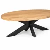 Table basse ovale en bois clair à pied croisé RIVANO