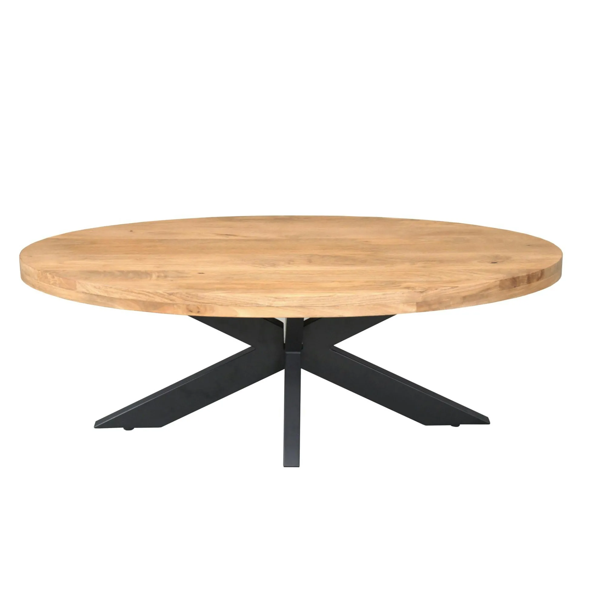 Table basse ovale en bois clair à pied croisé RIVANO