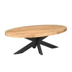 Table basse ovale en bois clair à pied croisé RIVANO