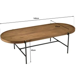 Table basse ovale en teck et métal 140 cm SWING