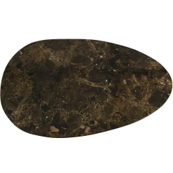 Table basse ovoïde plateau céramique marron pied en manguier TOSCA
