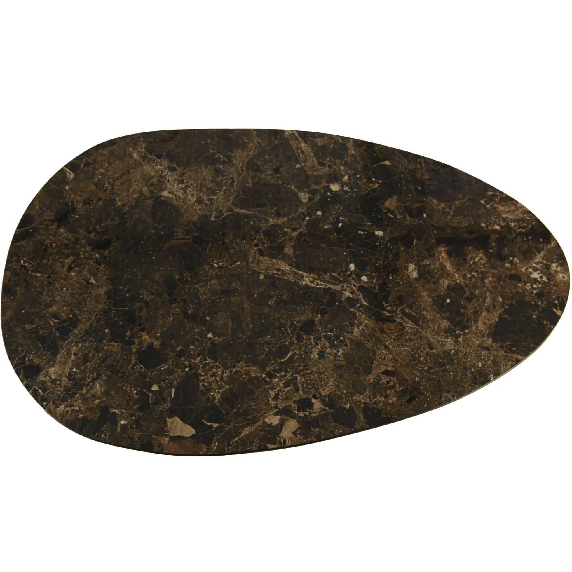 Table basse ovoïde plateau céramique marron pied en manguier TOSCA