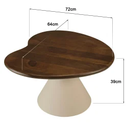 Table basse ovoïde plateau en manguier pied ivoire TOSCA