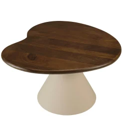 Table basse ovoïde plateau en manguier pied ivoire TOSCA
