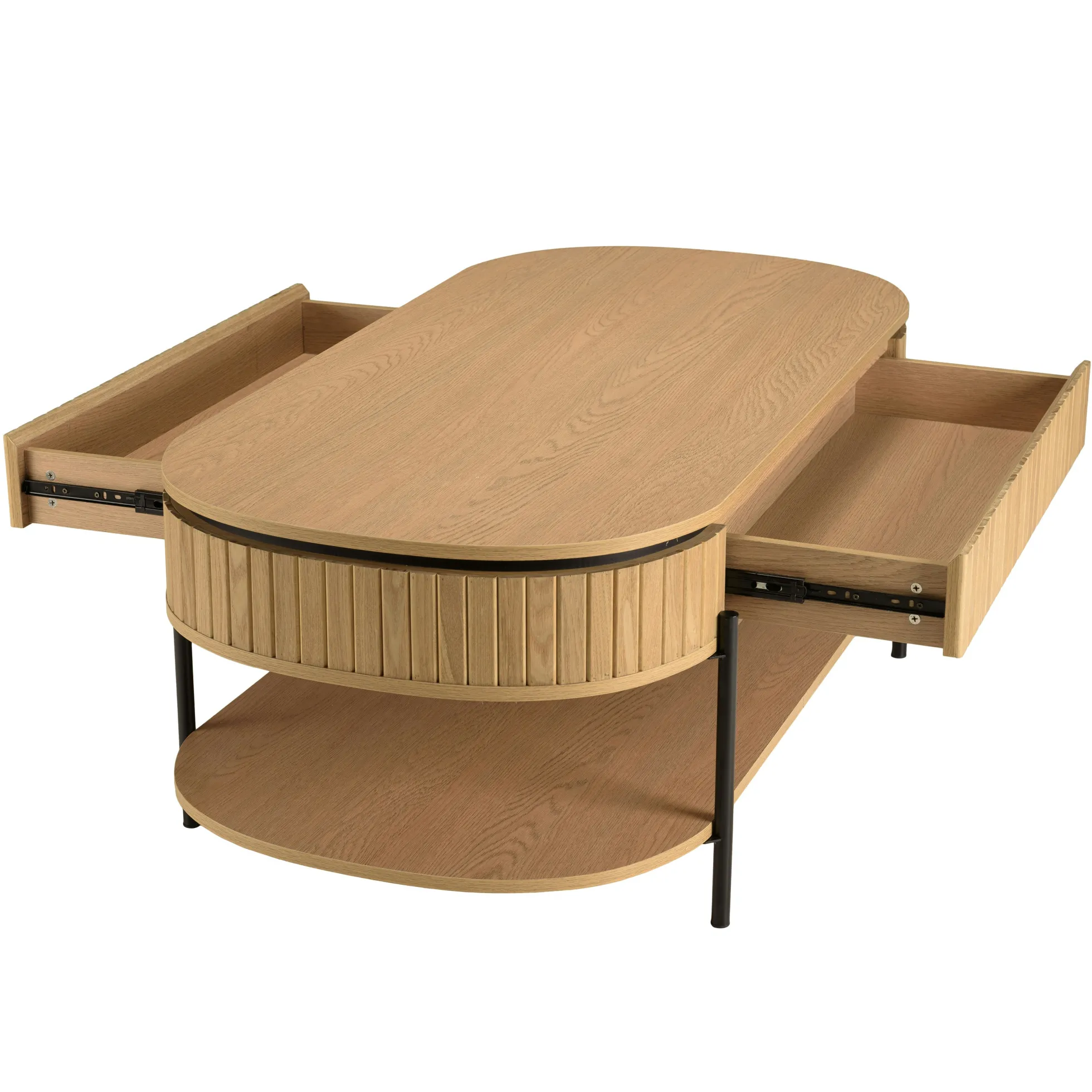Table basse pin 2 plateaux bords arrondis ALMEIRA
