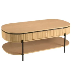 Table basse pin 2 plateaux bords arrondis ALMEIRA