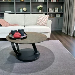 Table basse pivotante en céramique bronze LOMBARDIE