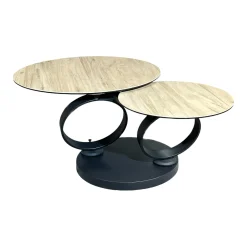 Table basse pivotante en céramique effet bois LOMBARDIE