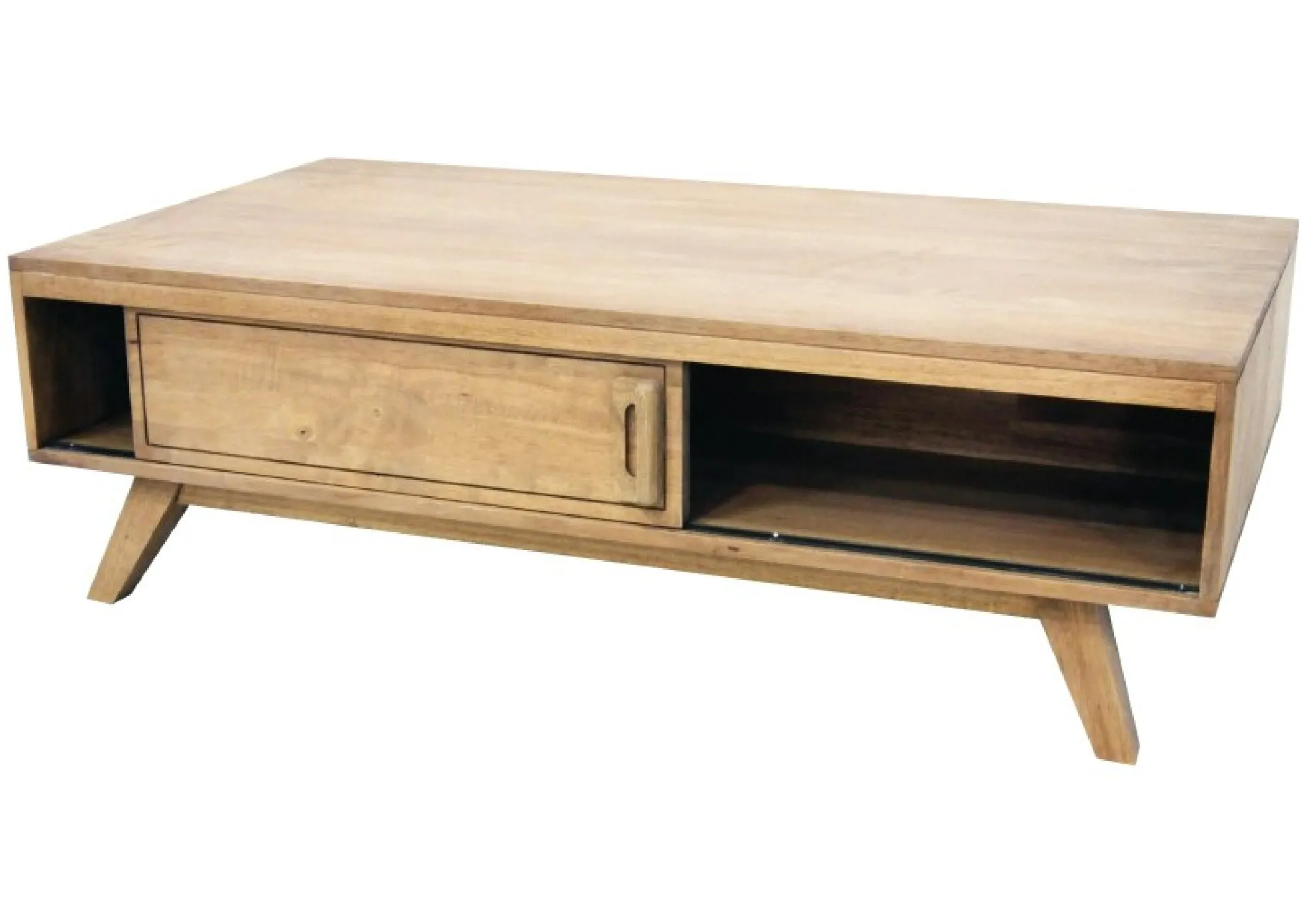 Table basse 2 portes coulissantes hévéa 120 cm SIXTIES