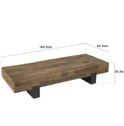 Table basse poutre en bois massif recyclé MATT