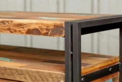 Table basse rectangle bois recyclé double plateaux 120x70 CARAVELLE