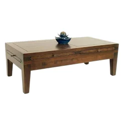 Table basse rectangle hévéa 120cm MAORI