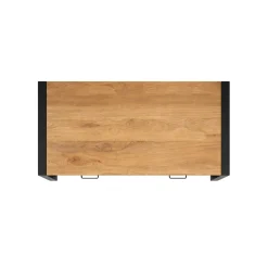 Table basse rectangulaire bois clair métal noir 2 tiroirs MILORA