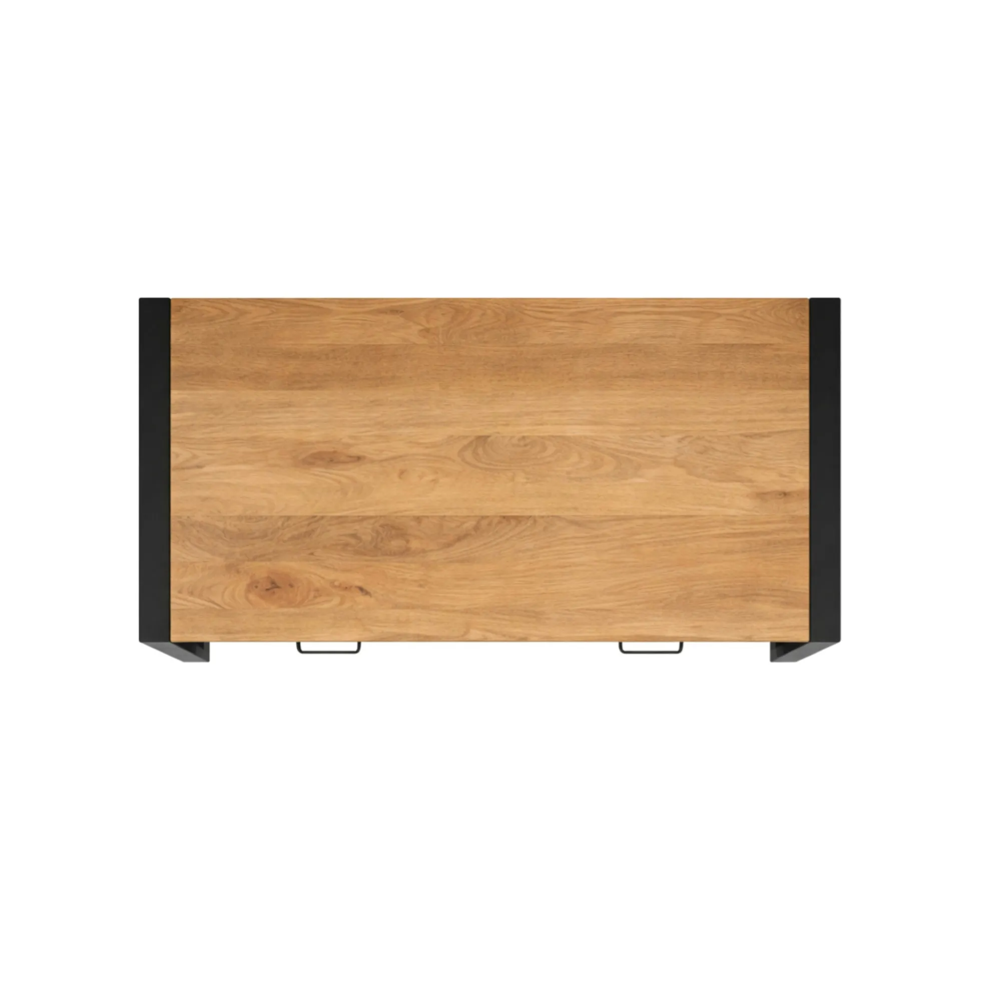 Table basse rectangulaire bois clair métal noir 2 tiroirs MILORA
