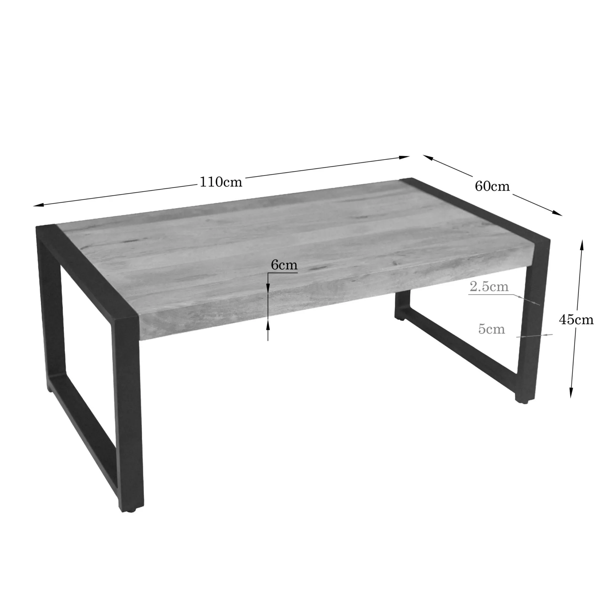 Table basse rectangulaire bois clair métal noir MILORA