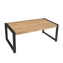 Table basse rectangulaire bois clair métal noir MILORA