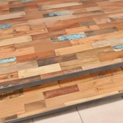 Table basse rectangulaire double plateaux bois recyclée 120x70x35cm CARAVELLE