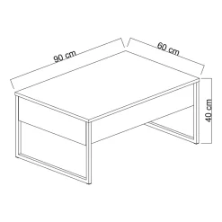 Table basse rectangulaire effet bois foncé, pieds dorés JENA