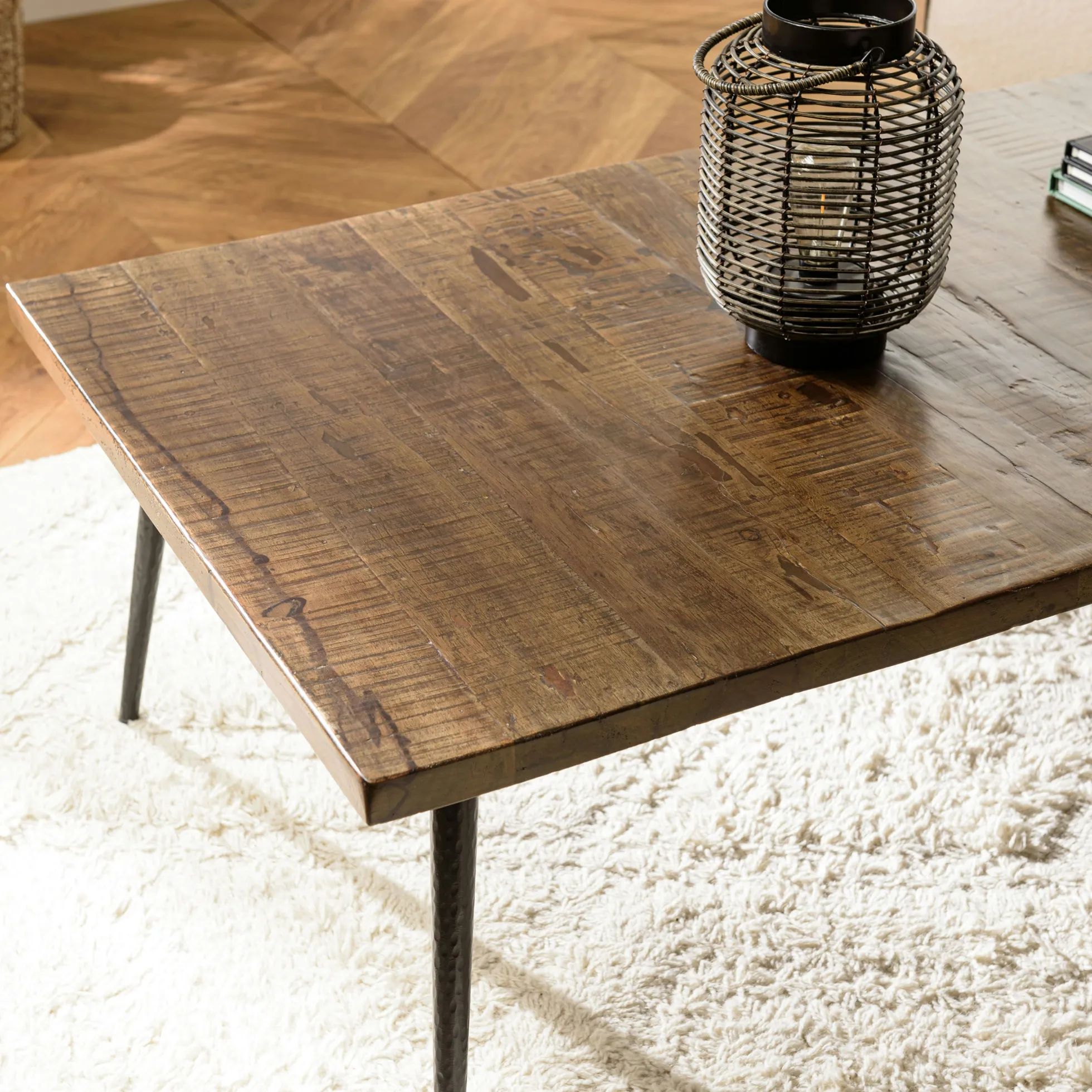 Table basse rectangulaire lames bois recyclé KORKAI