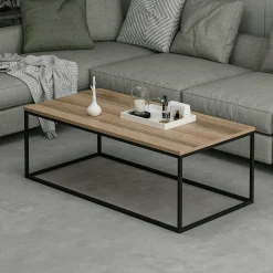 Table basse rectangulaire minimaliste effet noyer JENA