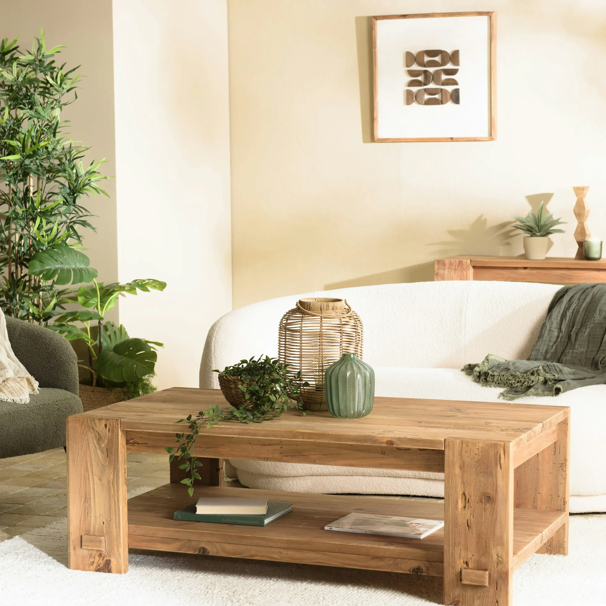 Table basse rectangulaire 2 plateaux bois recyclé DENVER
