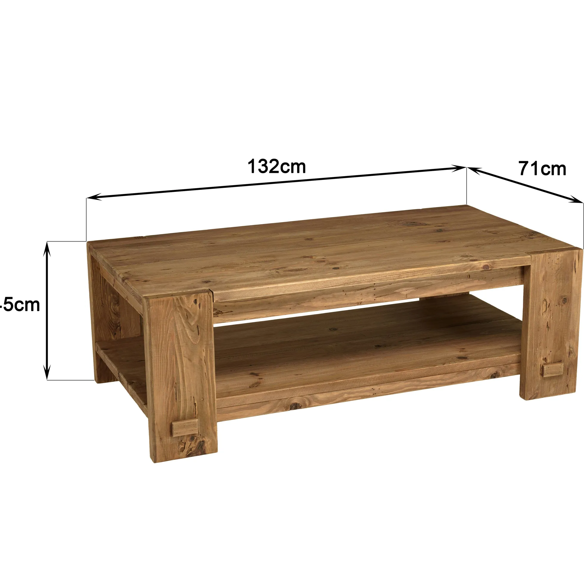 Table basse rectangulaire 2 plateaux bois recyclé DENVER