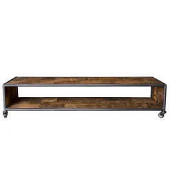 Table basse rectangulaire à roulettes teck recyclé SWING