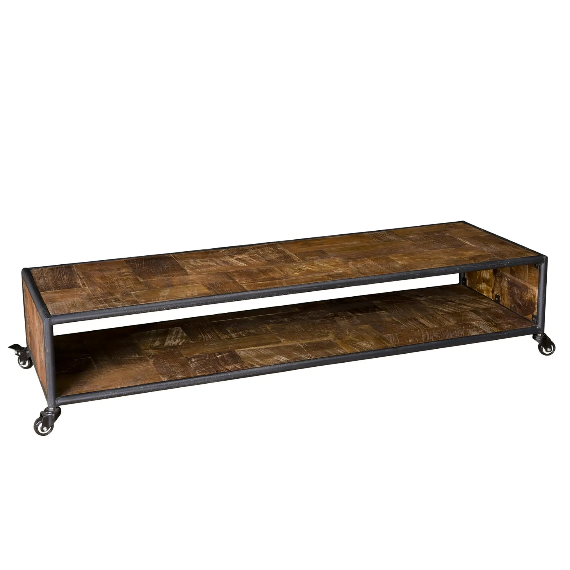 Table basse rectangulaire à roulettes teck recyclé SWING