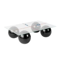Table basse rectangulaire verre ambré 4 pieds boule KOCHI