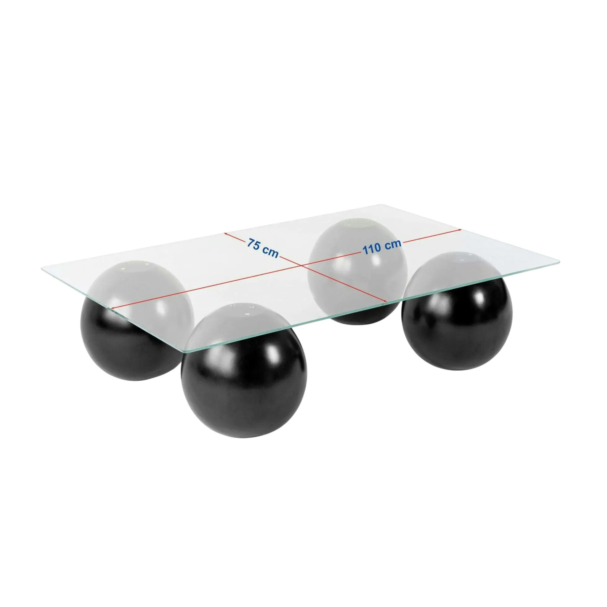 Table basse rectangulaire verre ambré 4 pieds boule KOCHI
