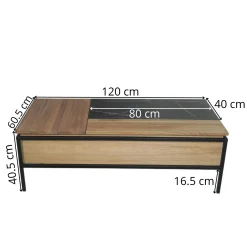 Table basse relevable style design en bois de chêne finition miel ESSEN