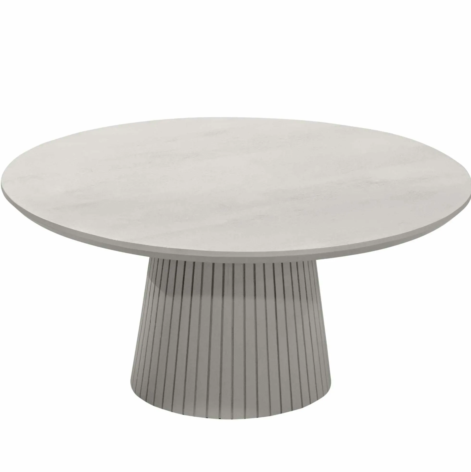 Table basse ronde bois gris à pied rainuré CALERO