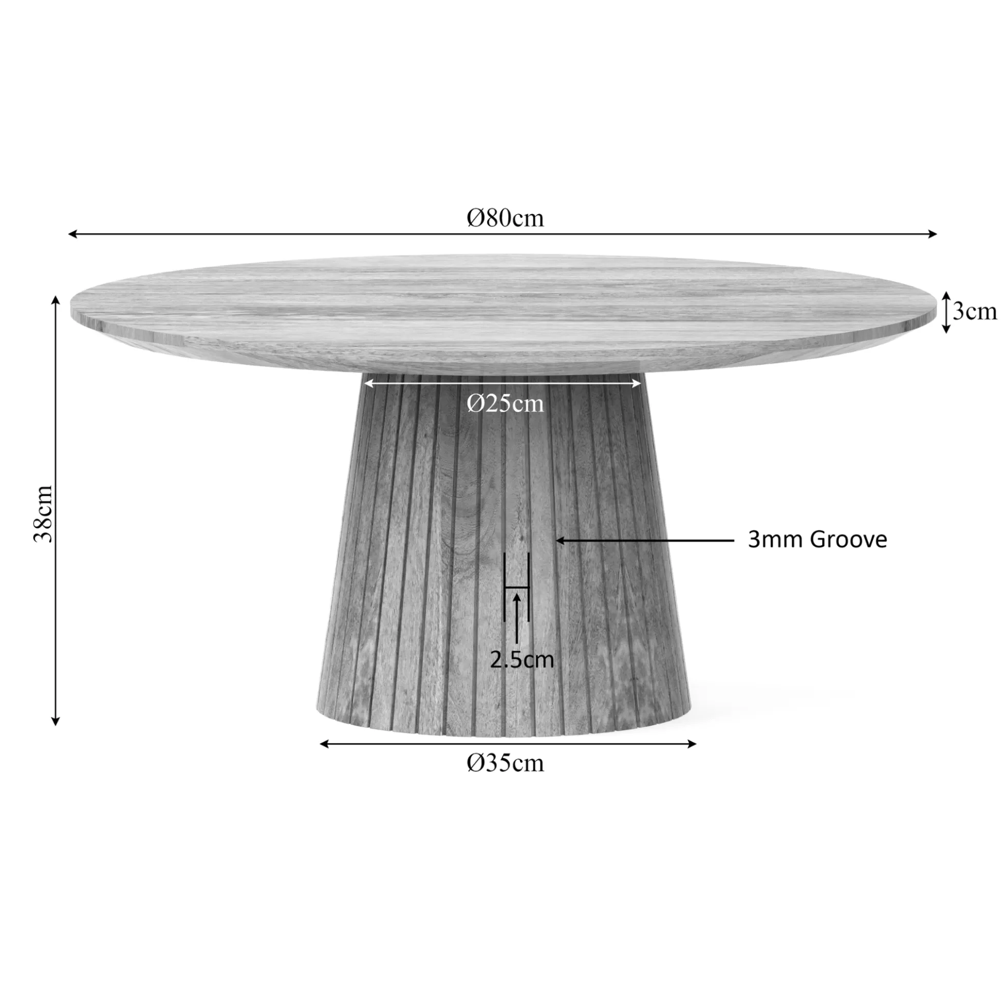 Table basse ronde bois à pied rainuré CALERO