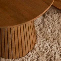 Table basse ronde bois à pied rainuré CALERO