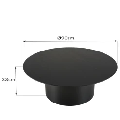 Table basse ronde 90 cm bois et métal noir CORUMBA