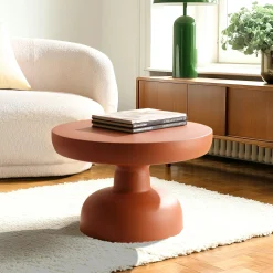 Table basse ronde 60cm en fer couleur marron mat ELORA