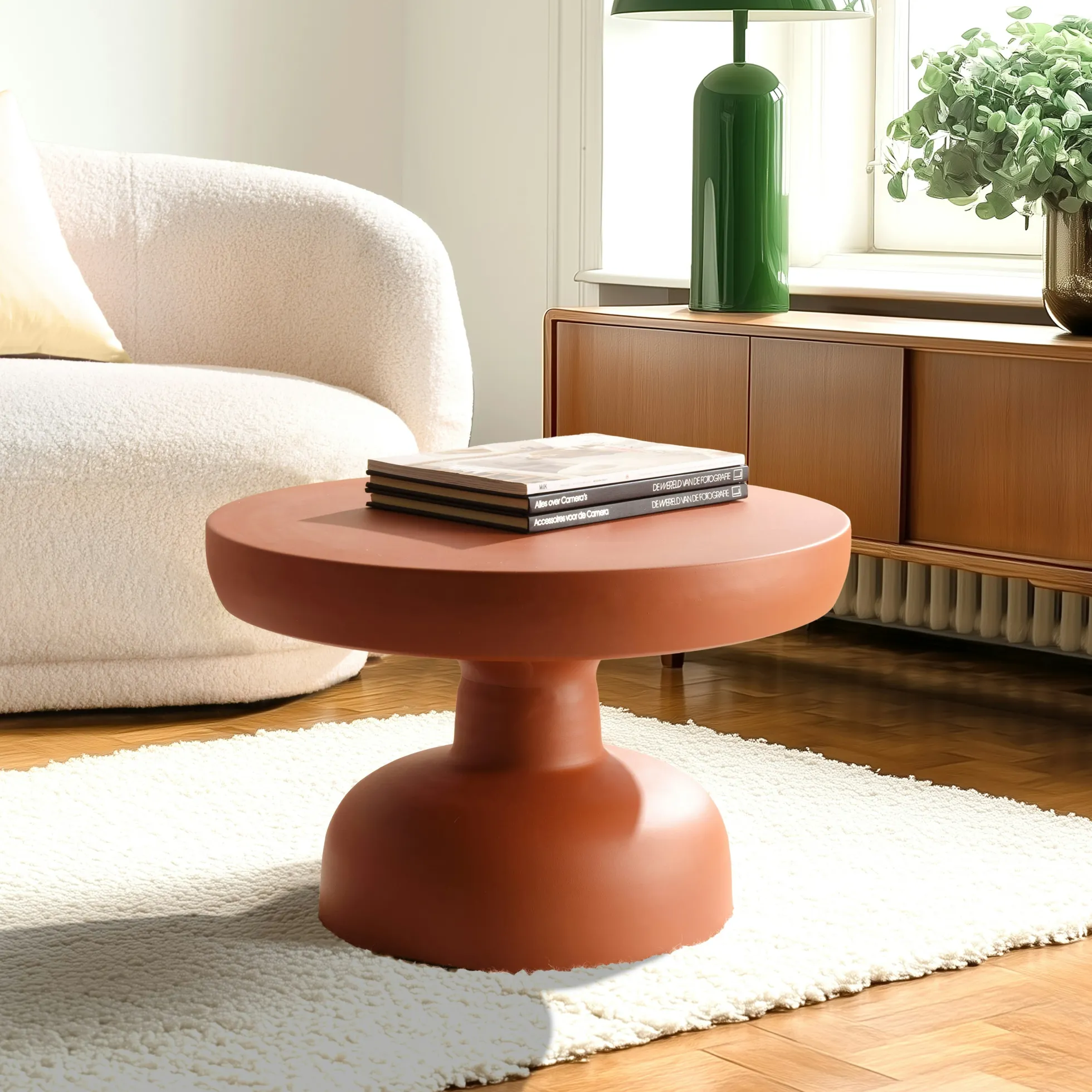 Table basse ronde 60cm en fer couleur marron mat ELORA