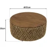 Table basse ronde 83 cm fibre tressée et bois SWING
