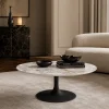 Table basse ronde céramique effet marbre blanc LOMBARDIE