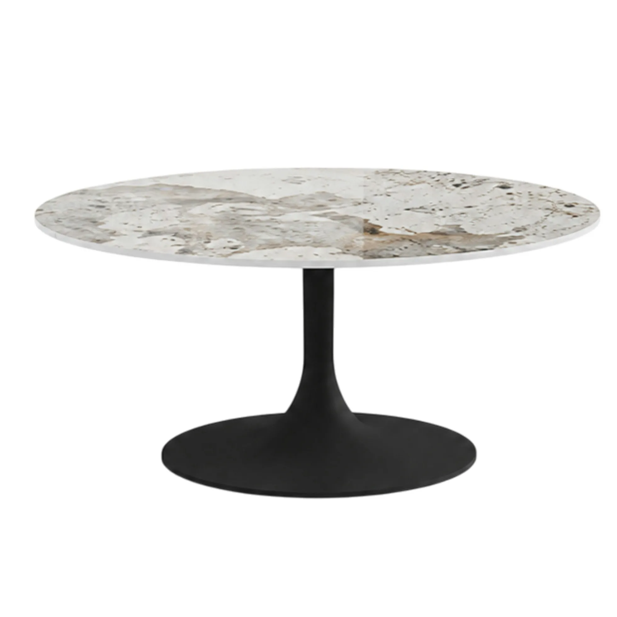 Table basse ronde céramique effet marbre blanc LOMBARDIE
