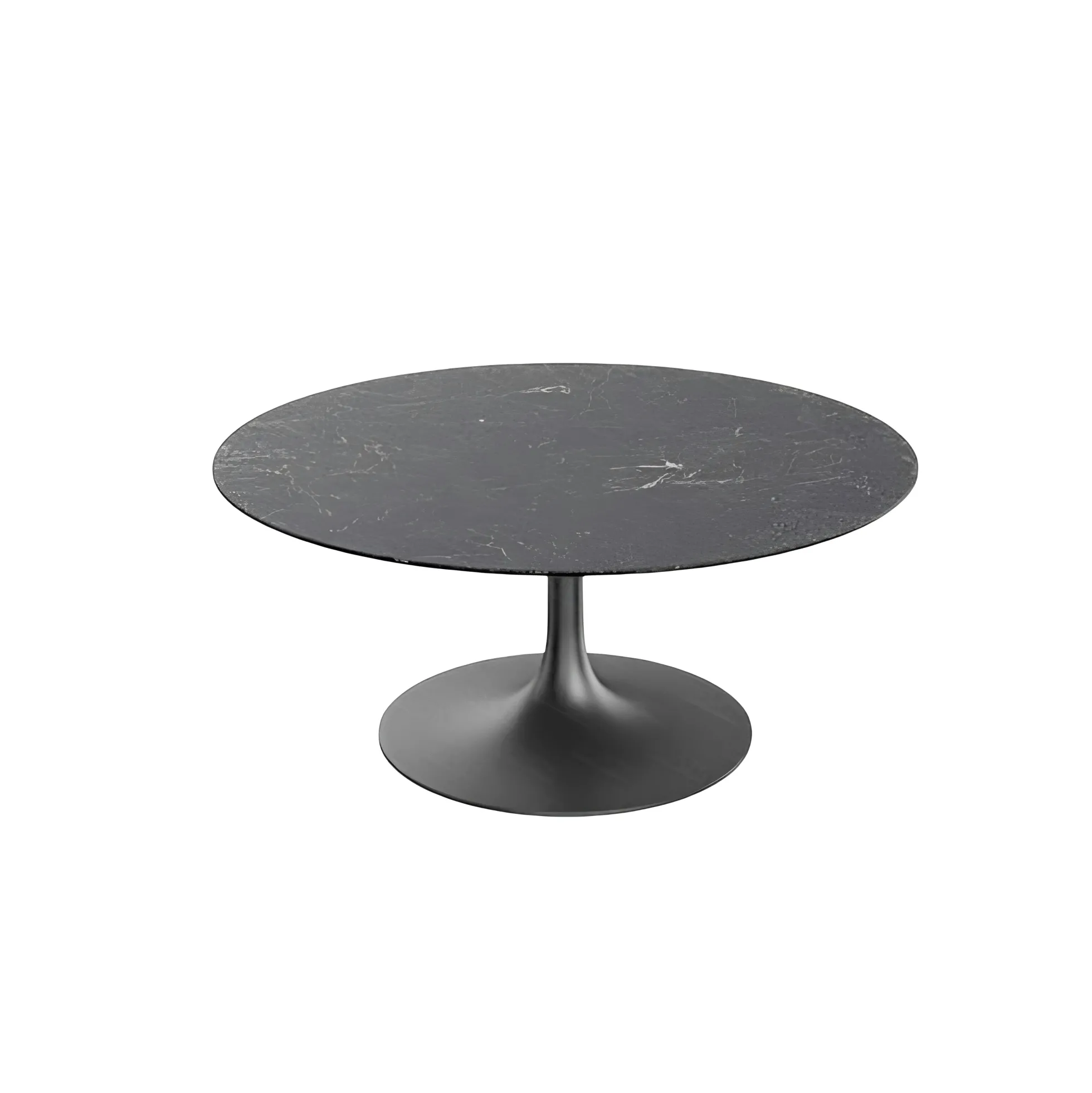Table basse ronde céramique grise marbrée, pied tulipe LIGURIE