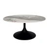Table basse ronde céramique marbrée, pied tulipe LIGURIE