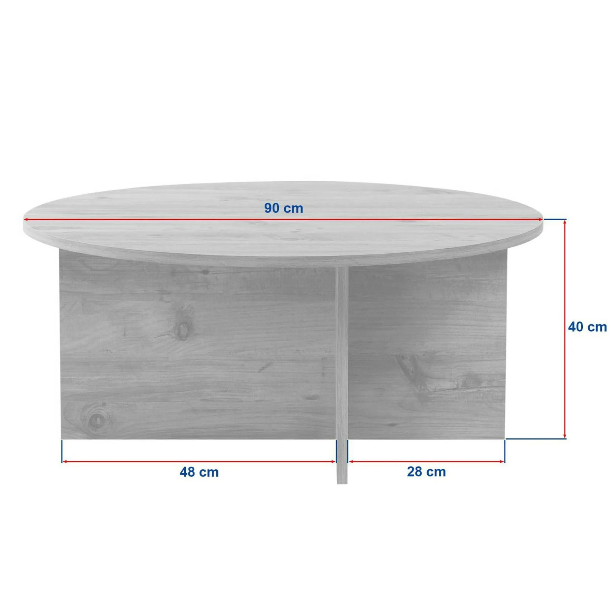 Table basse ronde décor travertin et noyer MARFA
