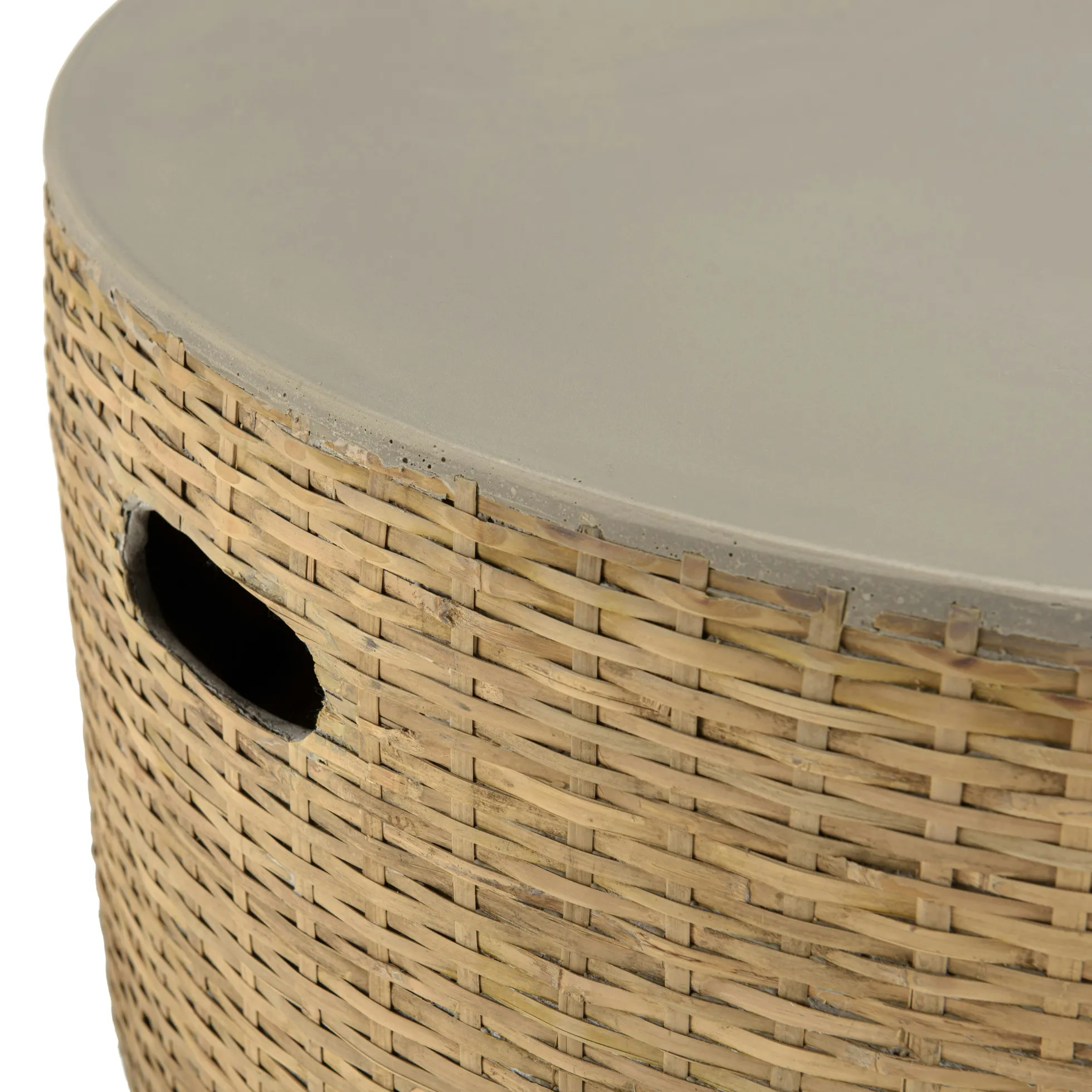 Table basse ronde de jardin bambou et béton 80 cm HERCULE