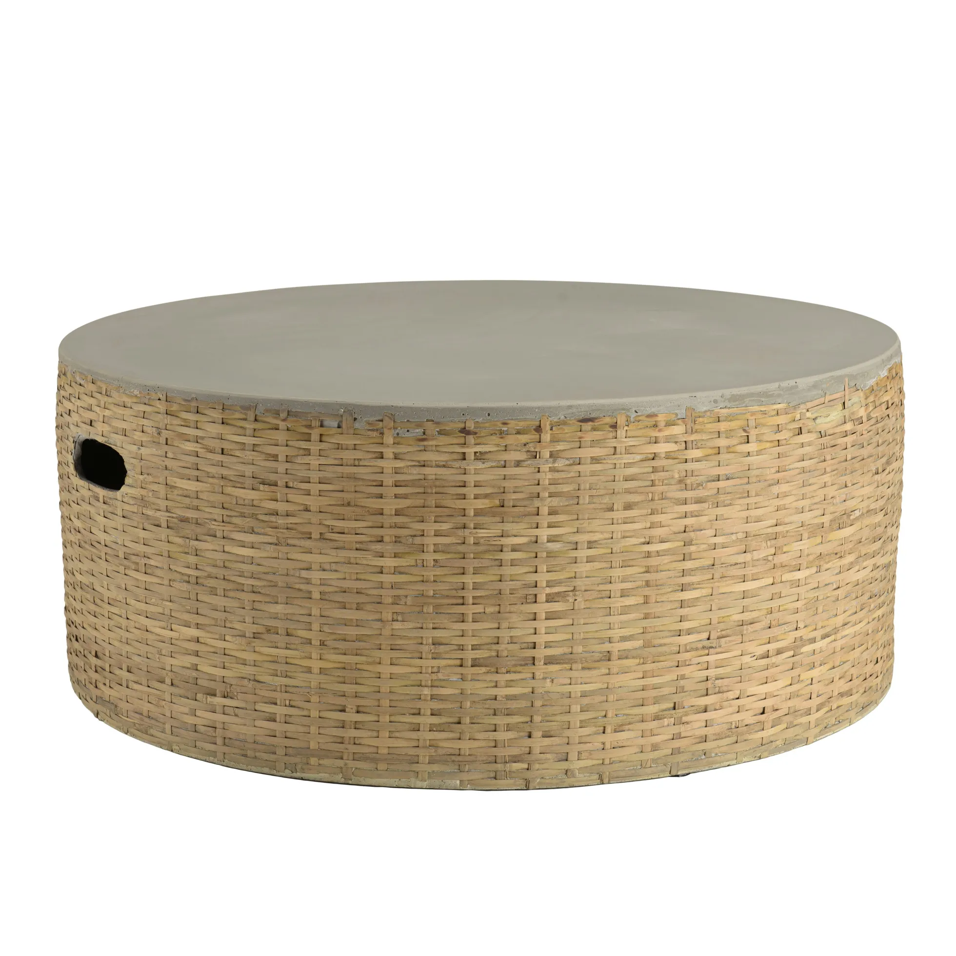 Table basse ronde de jardin bambou et béton 80 cm HERCULE