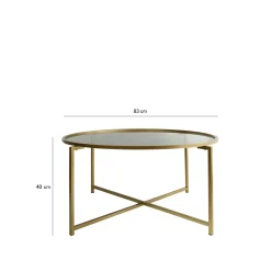 Table basse ronde design - verre fumé & métal doré TULUM
